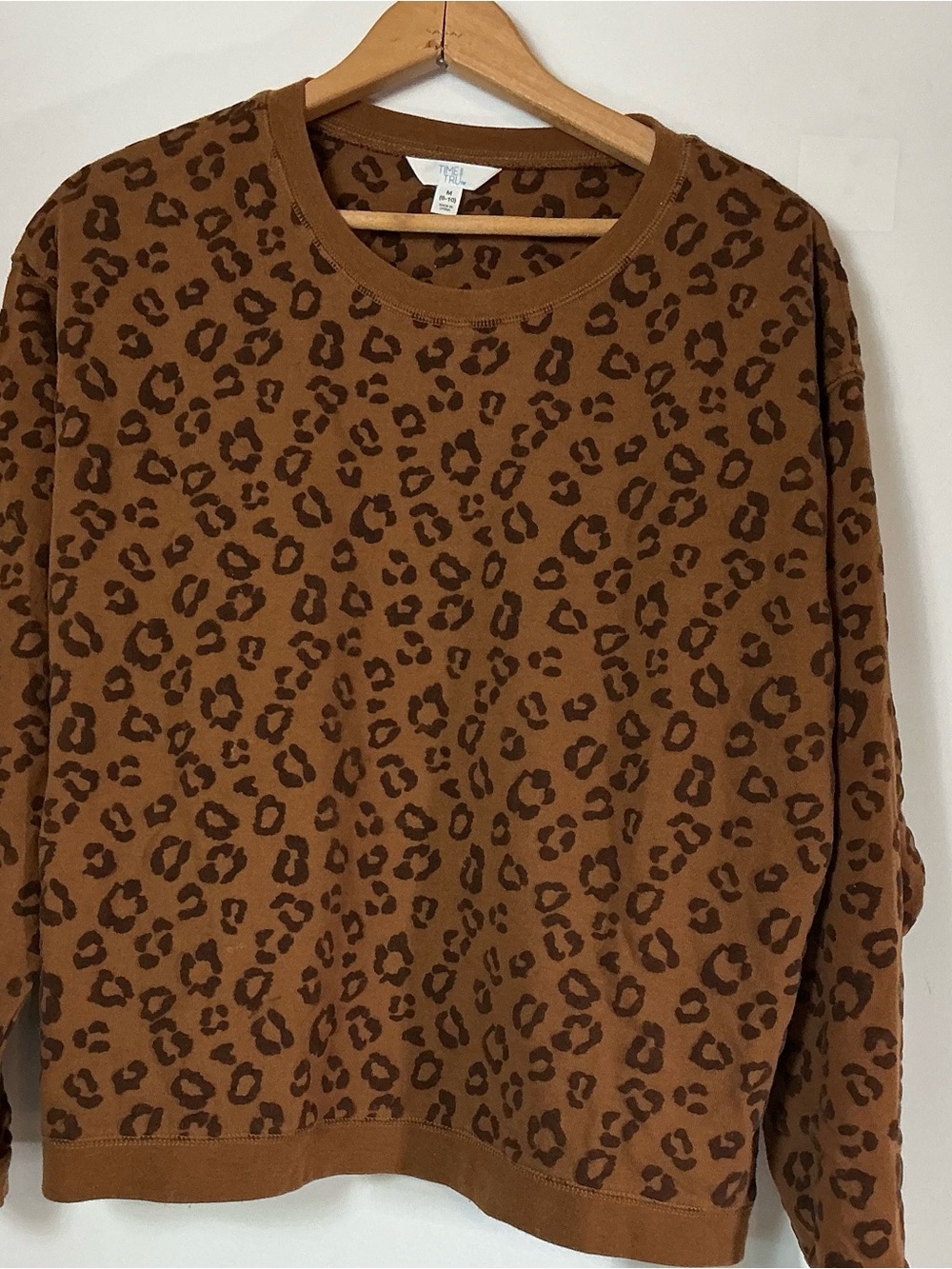 Time and Tru Brown Leopard Crewneck Sweater